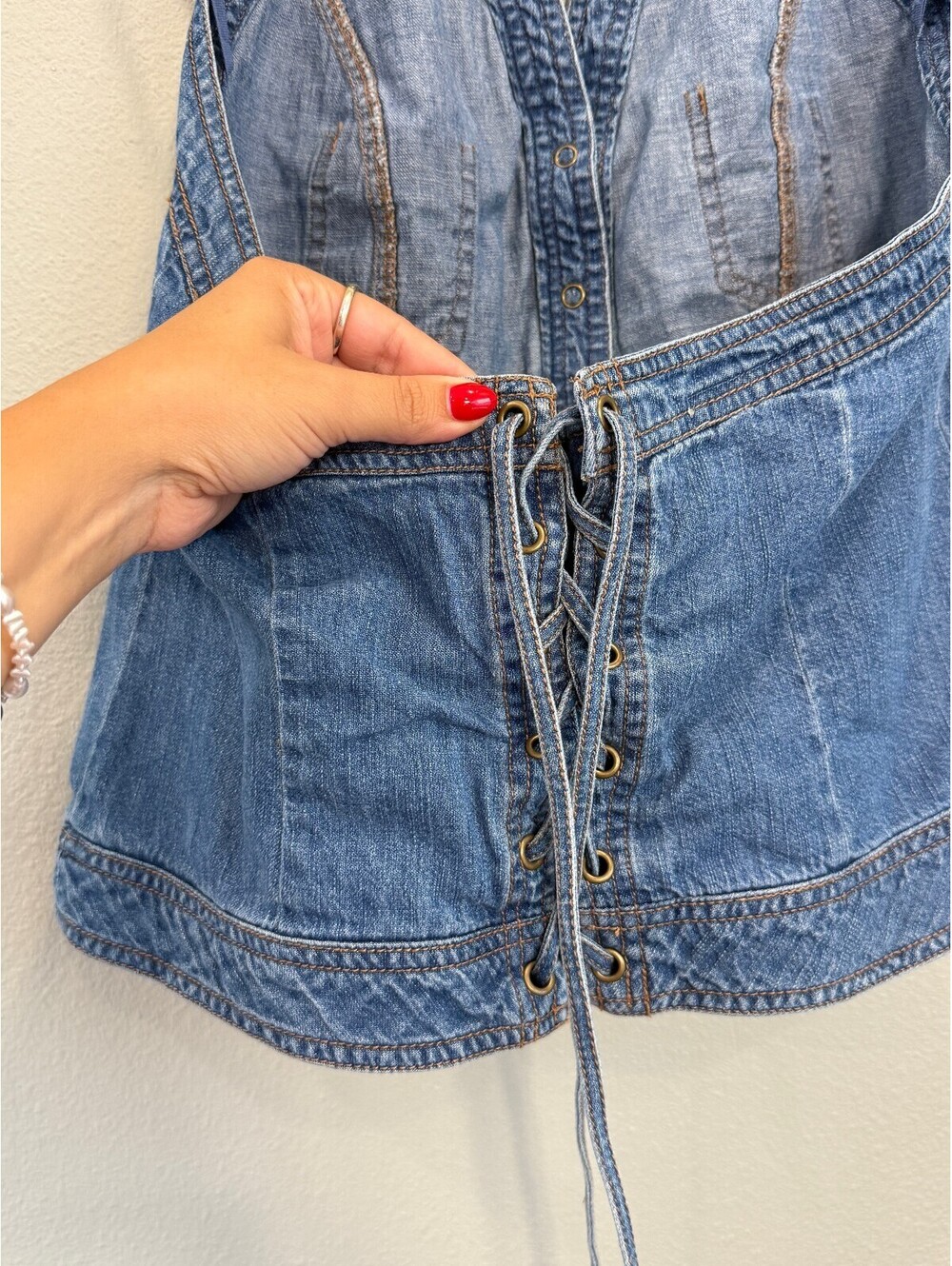 Vintage Faded Glory Denim Halter Top - Women's Large - Picture 5 of 8